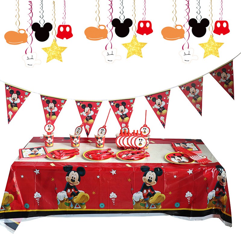 Mickey Mouse Theme Birthday Party Supplies Paper Cup Plate Straws ...