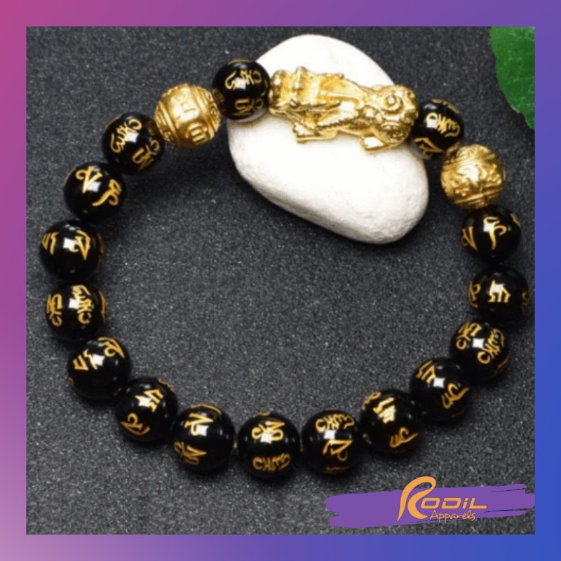 Feng Shui Black obsidian Wealth Bracelet Pixui Piyao Obsidian
