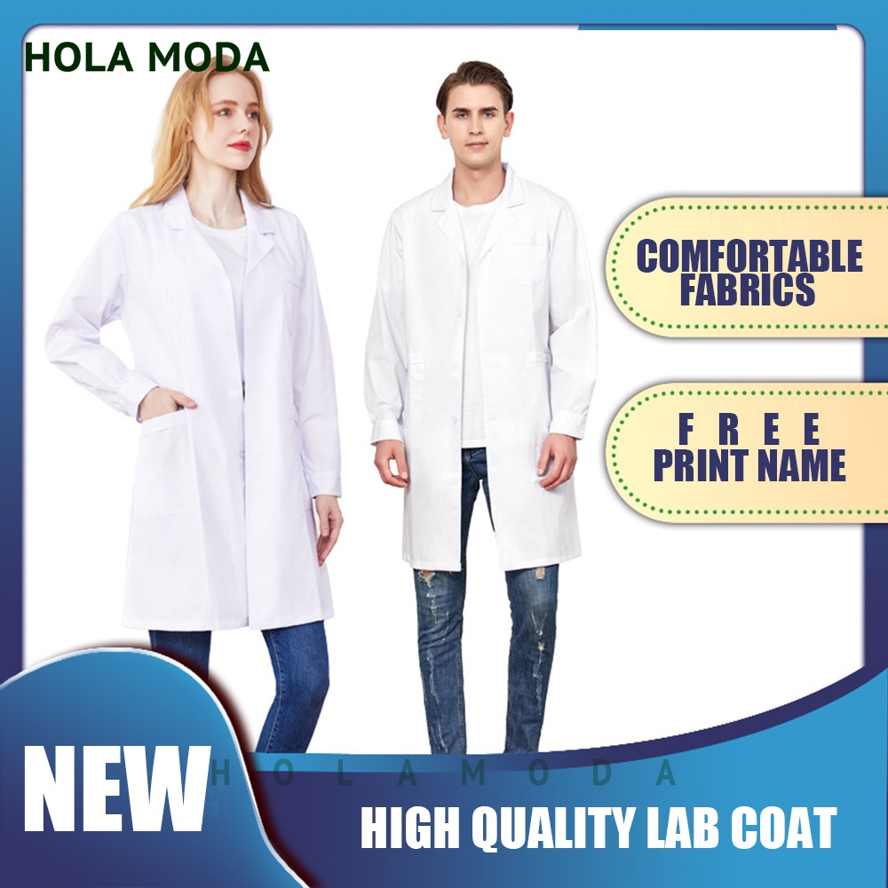 Holamoda Lab Coat Lab White Coat Overalls Long Sleeve Men Women Doctor ...