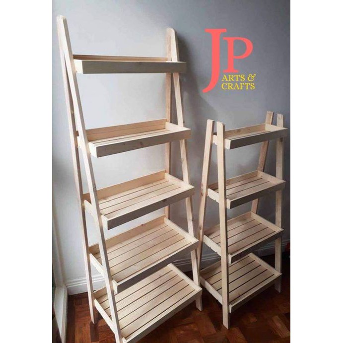 Foldable Wooden Ladder Shelf Book Shelves Rack Organizer Plant rack ...