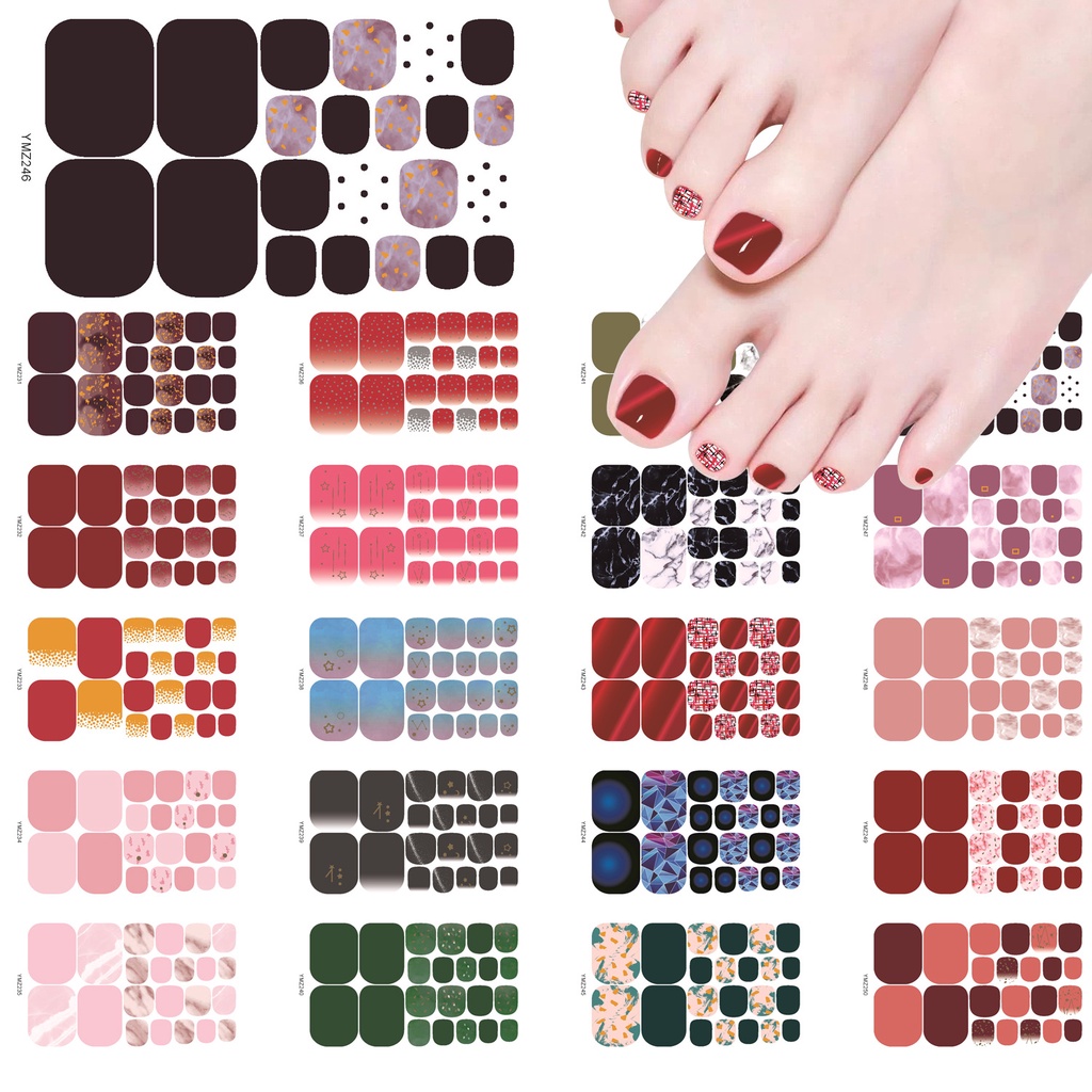 22Tips marbleColor Toenail Stickers Nail Art Decoration Adhesive Toe ...