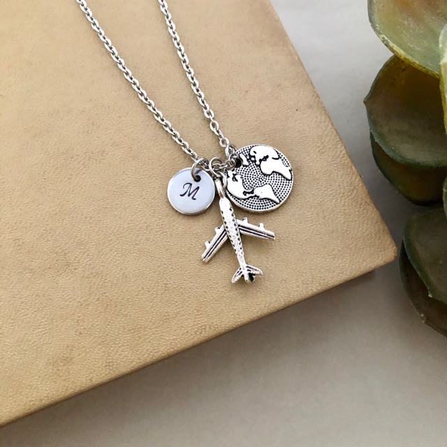 Airplane Travel Charm Pendant Necklace