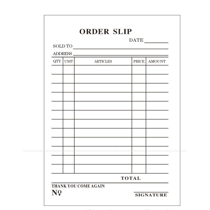 Order Slip Receipt Wholesale Prices Carbonized paper Size 9X13 cm
