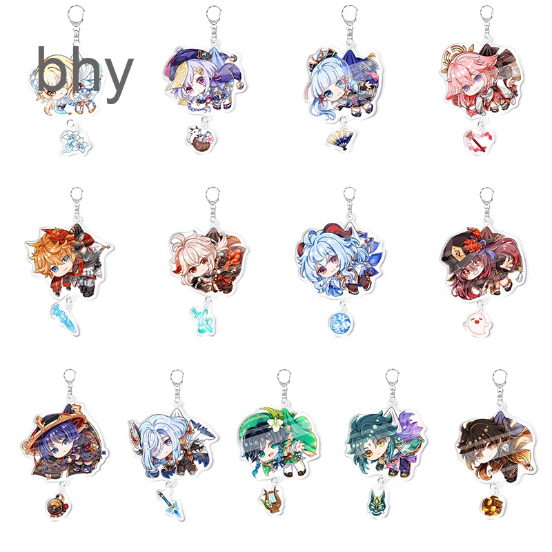 Anime Genshin Impact Keychain Anime Bag Pandant Keyring Xiao Ningguang