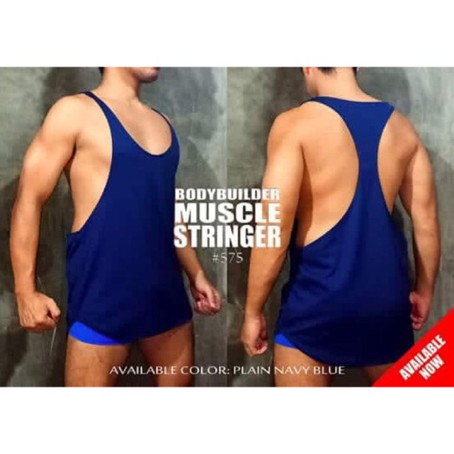 Stringer Muscle sando gym workout tank top shirt black blue | Shopee ...