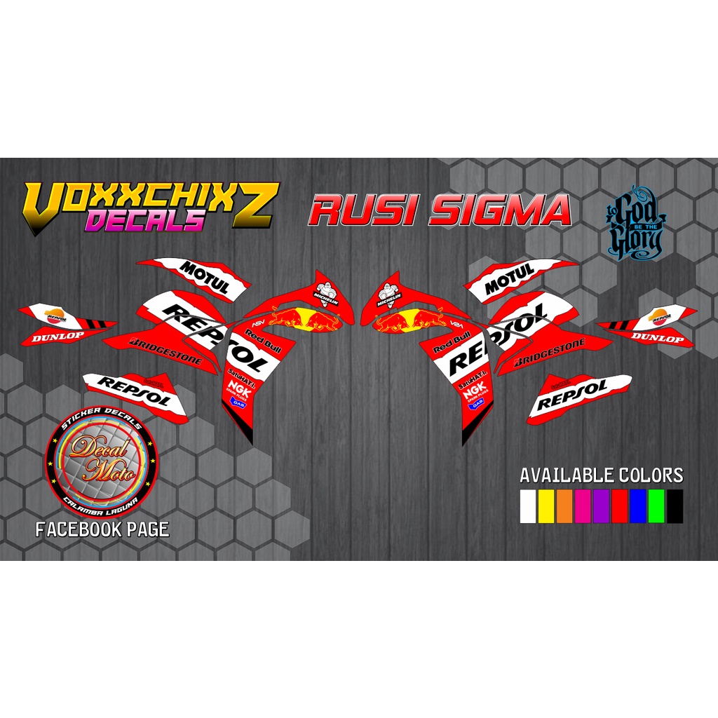 RUSI SIGMA STICKER DECALS, REPSOL DESIGN, 142 | Shopee Philippines