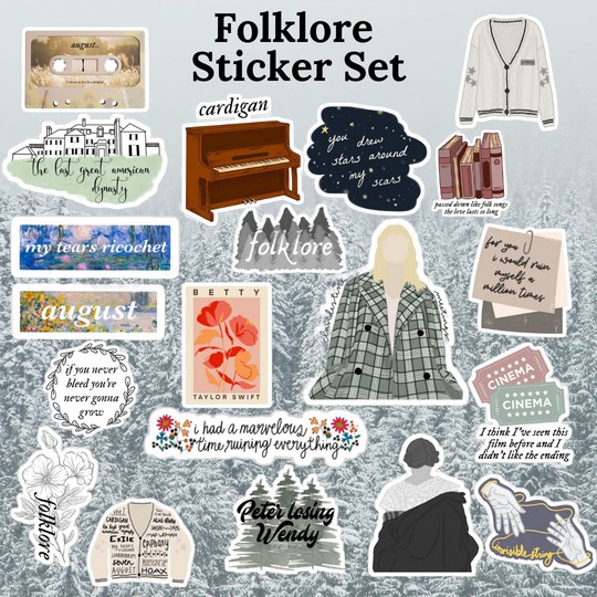 20 pcs FOLKLORE ALBUM VINYL STICKER SET by Taylor Swift | Shopee ...