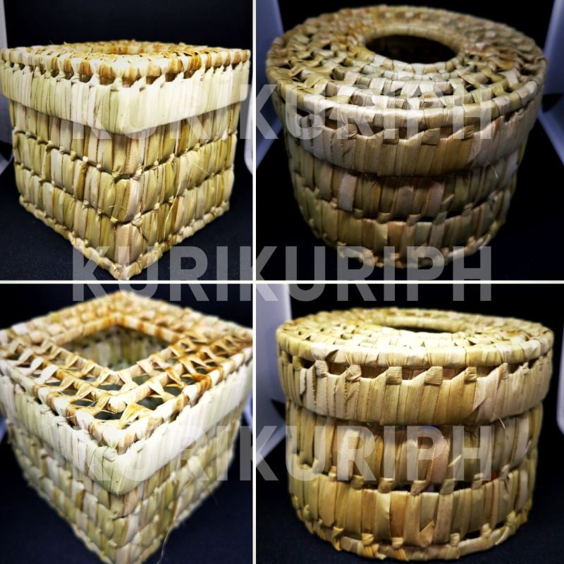 Woven Pandan Tissue Box (Circle / Round and Square base) | Shopee ...