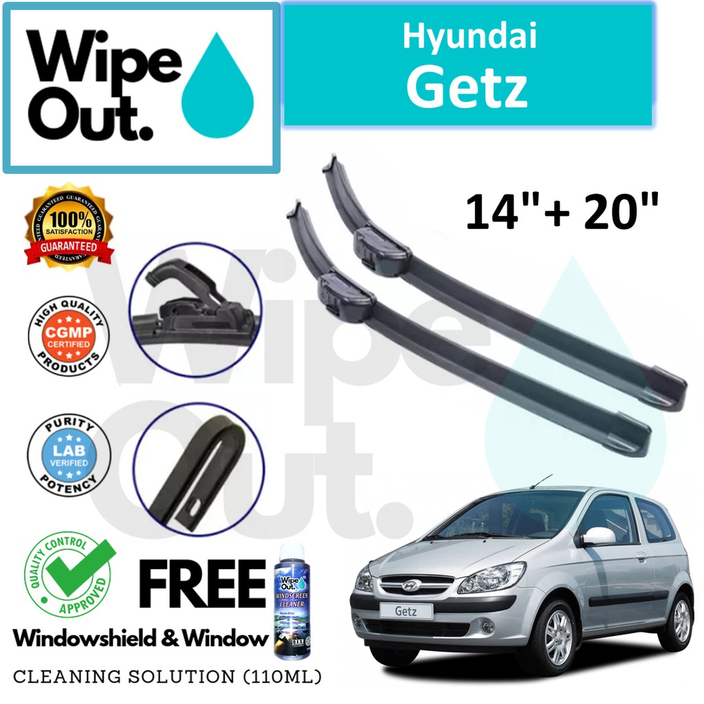 Hyundai GETZ WipeOut NANODRYTech SILICONE Wiper Blade (Front Set