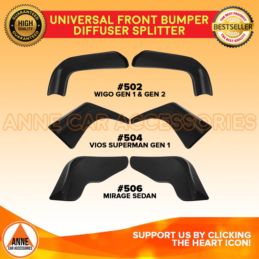 Universal Car Diffuser 502 504 506 Front Bumper Lip Splitter Universal ...