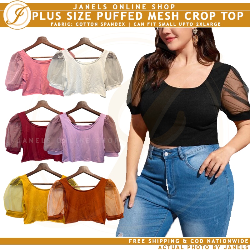 Mesh crop top plus size 2025