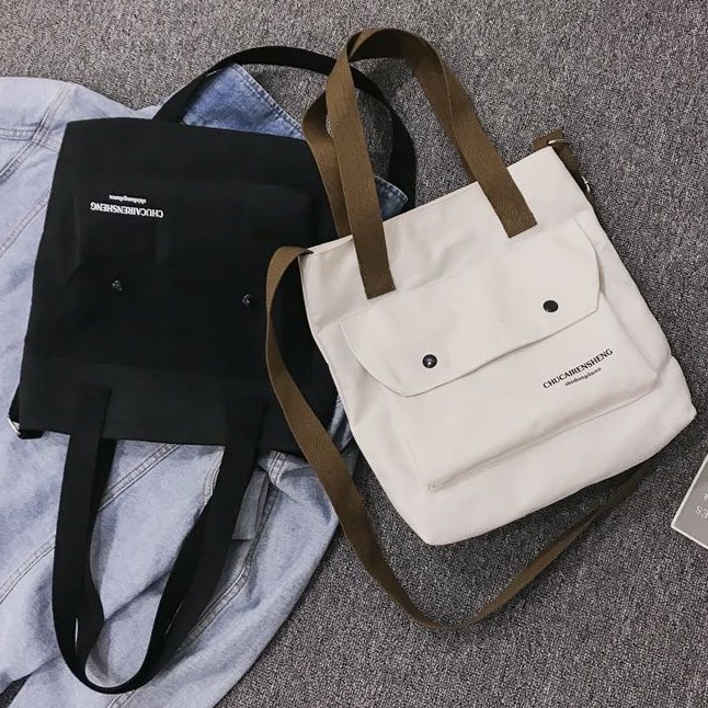 Canvas bag with handles best sale