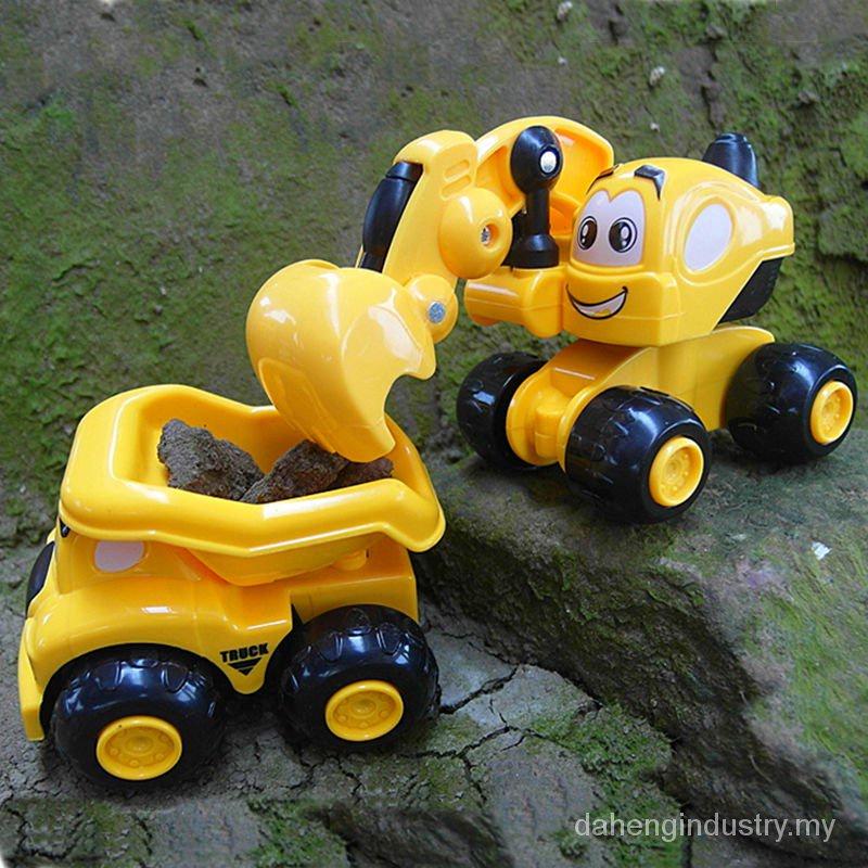 Children's Toy Car Engineering Vehicle Excavator Inertia Warrior Baby Boy Girl Tilting Excavator