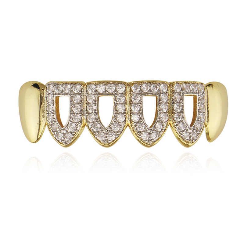 Rhinestone Hollow Teeth Grillz Gold Silver Plated Dental Grills On ...