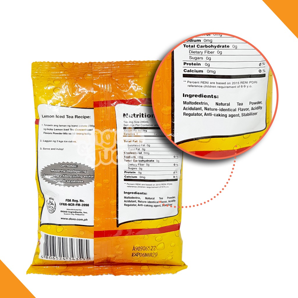 Injoy Concentrated Juice Powder Lemon Iced Tea Palamig 200g w/ Intense ...