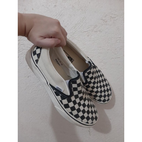 Checkerboard slip on vans size outlet 3