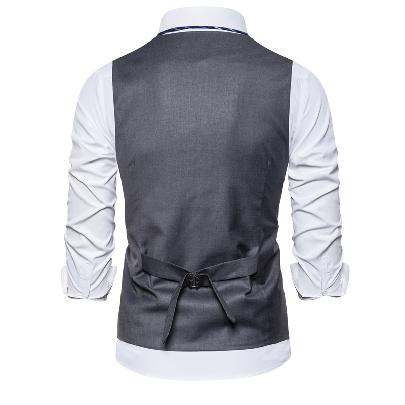 Men's Black Gray Formal Businss Vest New Men's Fashion Solid Color ...