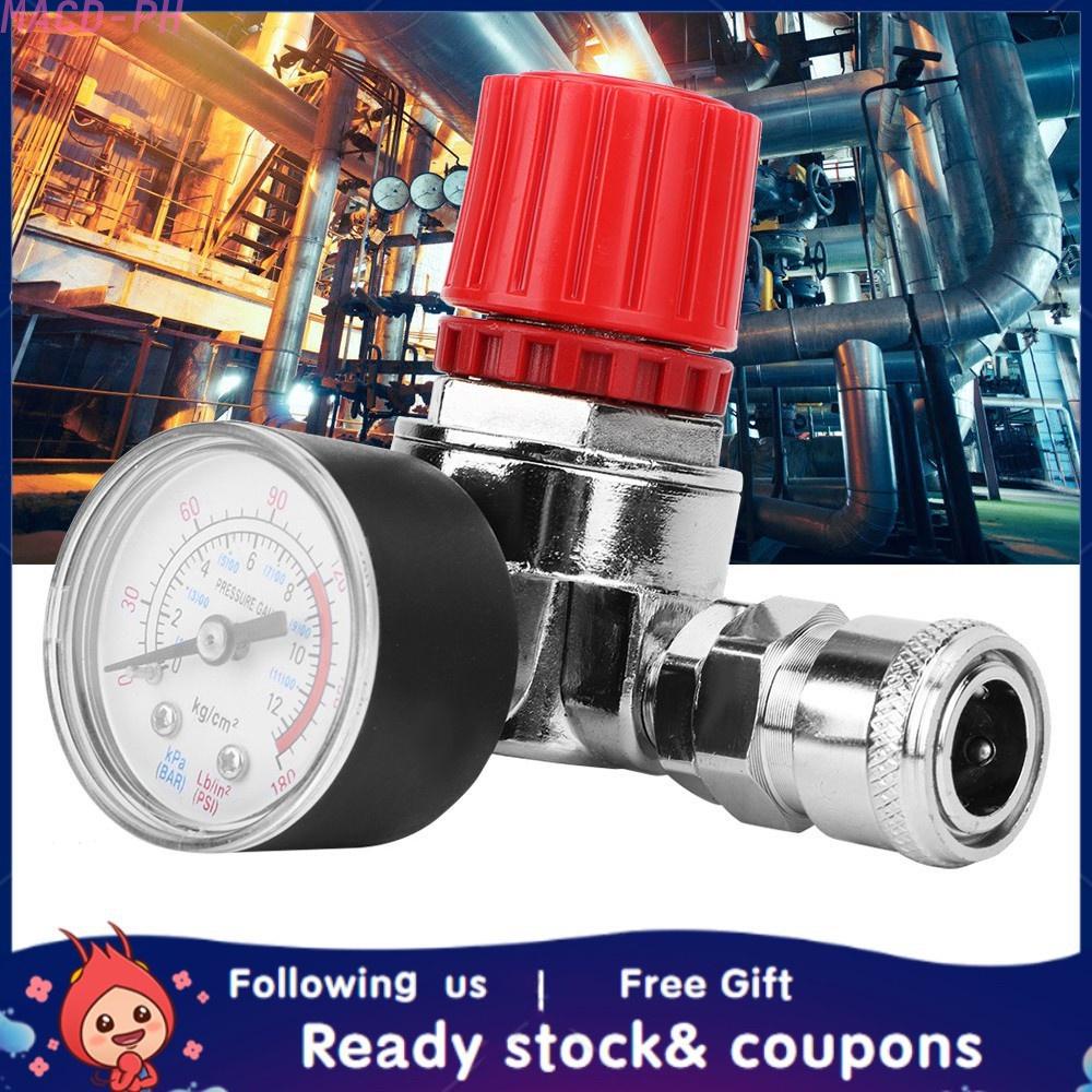 1/4\" Air Valve Regulator Tool Tail Pressure Gauge Nozzle For SprayGun