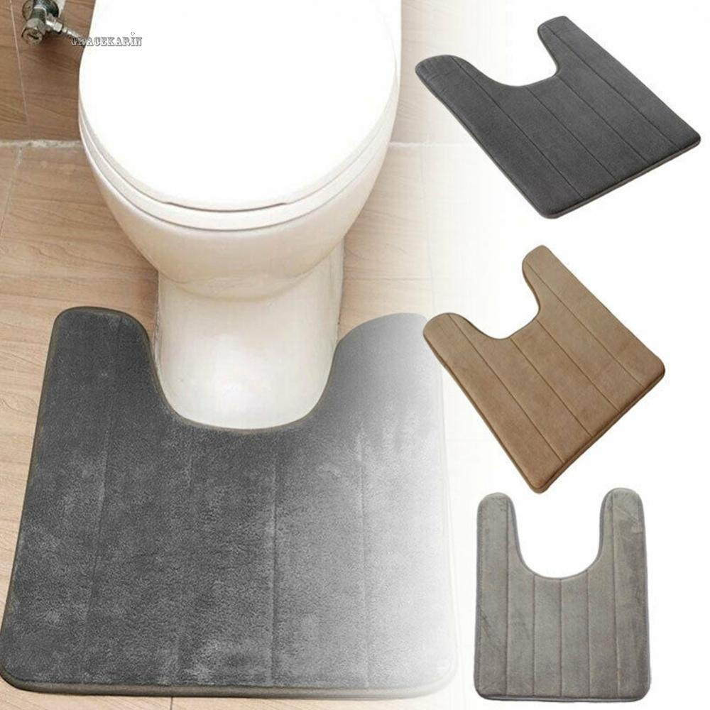Coral Fleece Anti Slip Toilet Floor Mat Washable Bath Pedestal Pad Rug