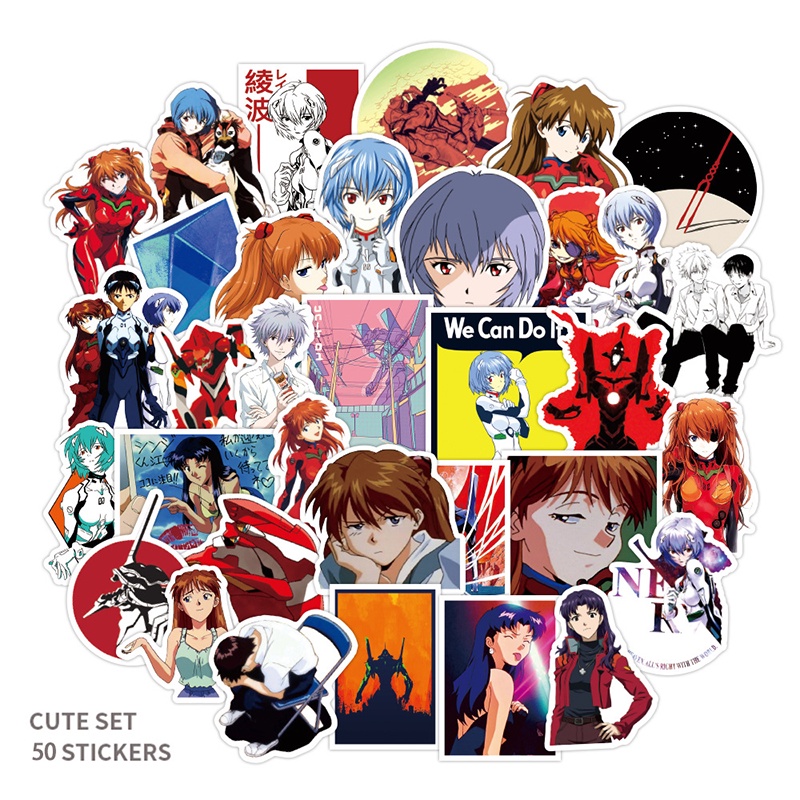 50pcs Neon Genesis Evangelion Sticker Motorcycle Luggage Skate ...