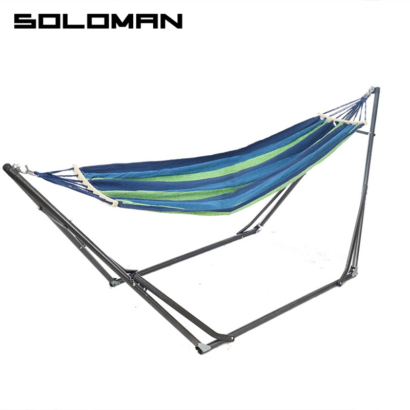 SOLOMAN Full Set Hammock Frame Outdoor Camping Rainbow Hammock Swing (Stand + Hammock) Shopee