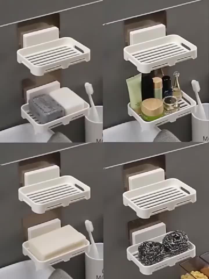 Creative Bathroom Wall Hanging Soap Box Rack Self Adhesive Soap Storage ...