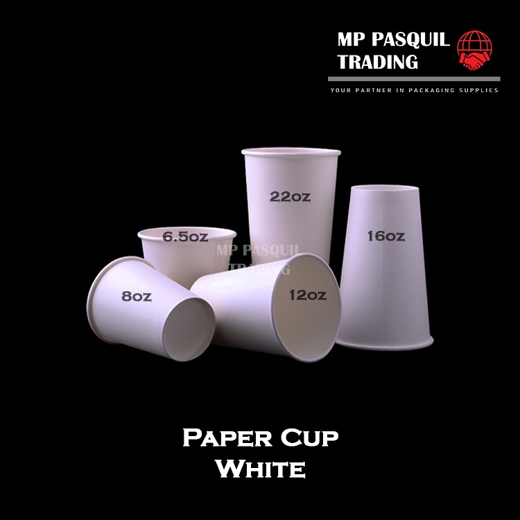 50pcs Paper Cups Plain WHITE | PS Lid | Pet Lid | Shopee Philippines