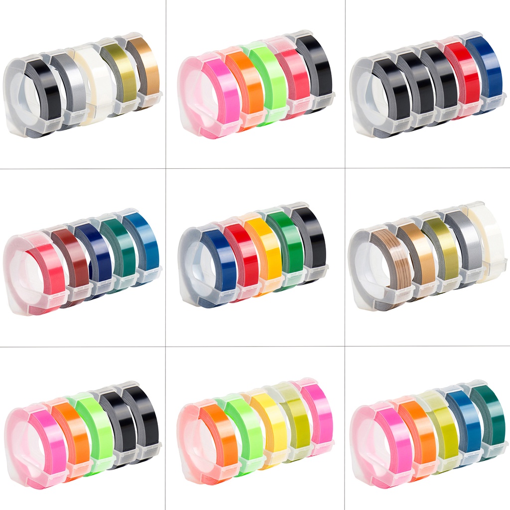 5Pcs 9MM mixed color Embossing Label Tape 3D Refill for DYMO 12965 1610 ...