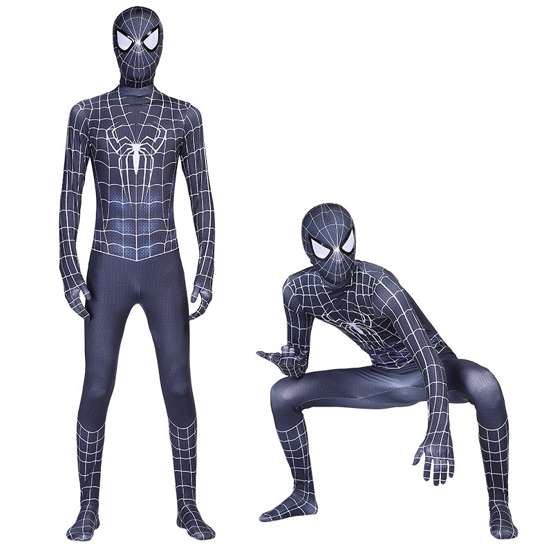 Black movie version of spiderman costume cosplay professional spiderman ...