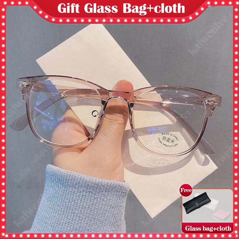 【Anti Radiation Eye Glasses with Case】Gift Square Spek Korean Fashion ...