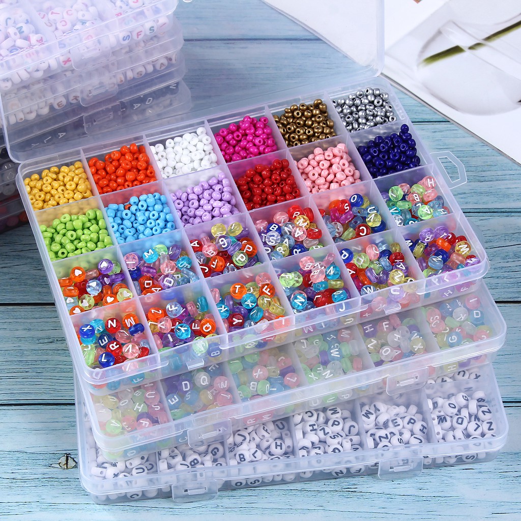 Beads Kit Glass Seed Beads Alphabet Letter Beads and Heart Shape Beads ...