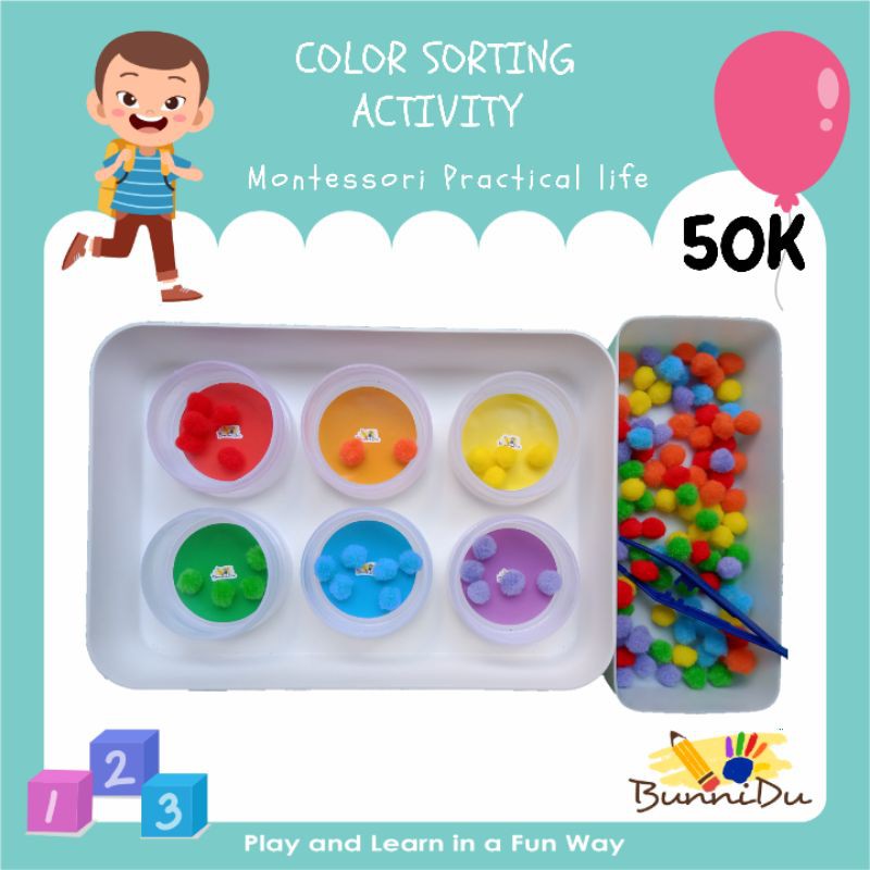 Color Sorting Activity | Sorting activity in Pom Pom colors | Shopee ...