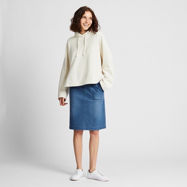 Uniqlo denim jersey store skirt