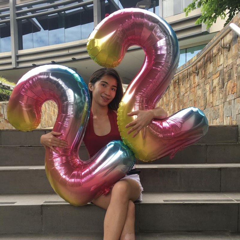 DecorWoo 40 Inch Colorful Number 50 Balloon - Large Rainbow Balloon For Birthdays & Parties - View #4
