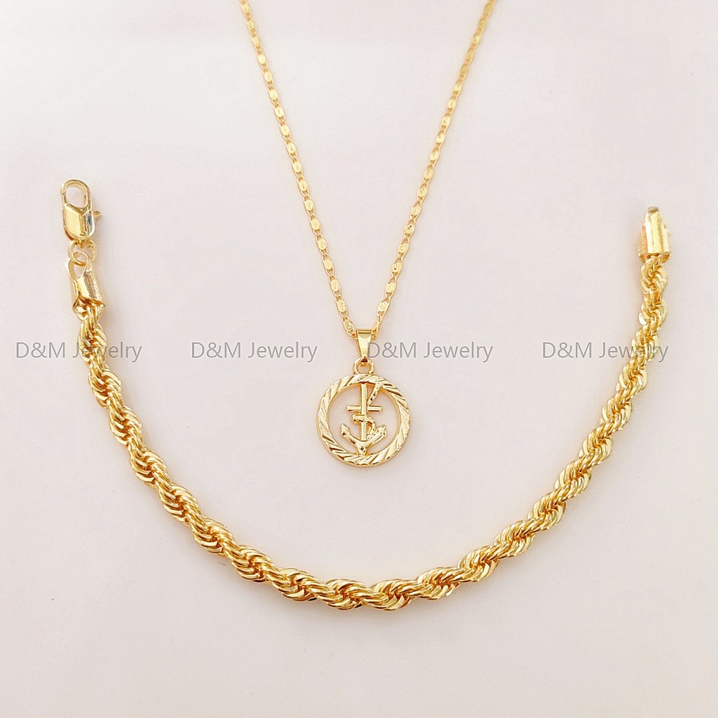 D&M Jewelry 18k Bangkok gold Anchor necklace and lucky Unix bracelet ...