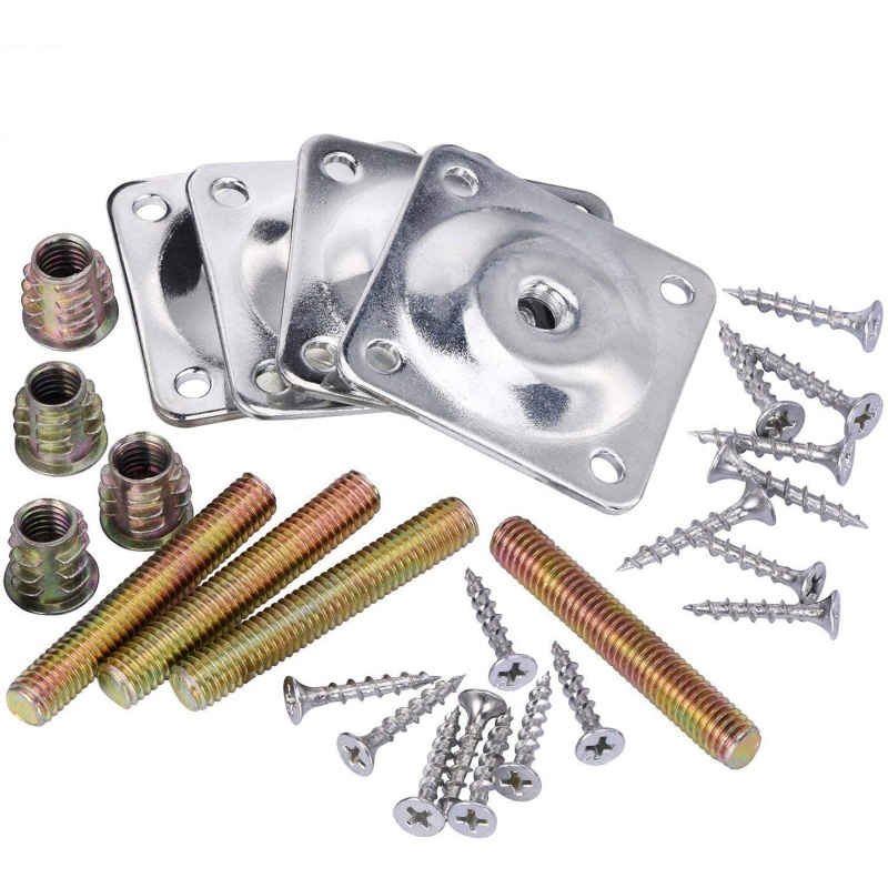 PCF* 1 Set Leg Fixing Mounting Plates Level with Metal Dowel Screws For