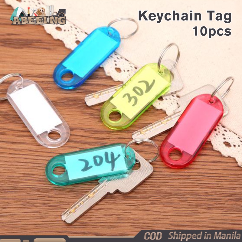 10pcs Plastic Keychain Tag With Split Ring Label Window 4 Color Id 