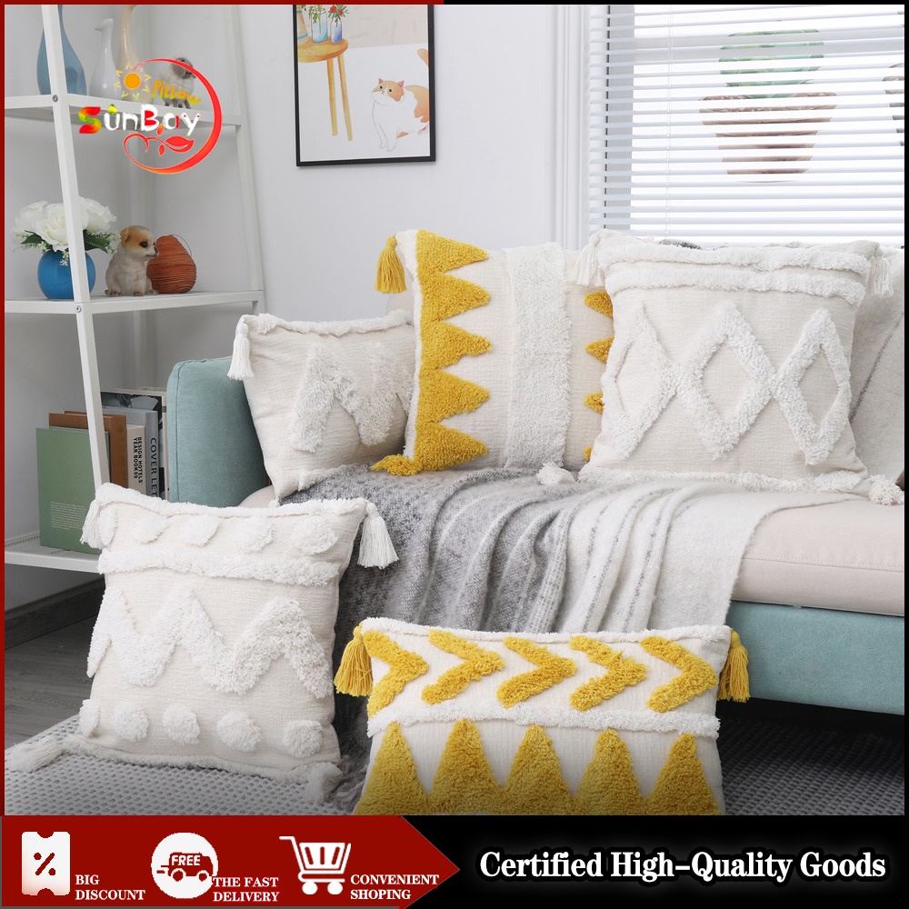 Chenille Tufted Boho Pillow Case Morocco Decorative Cushion Cover Luxury  Macrame Pillow Cover for Sofa Bed Home Decor