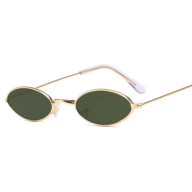 Korean Oval Sunglasses Men Women Hip Hop Retro Metal Frame Glass Shades