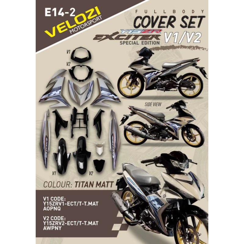 Y Zr V V Coverset Exciter Sticker Tanam Titan Matte Black Cover Set Body Cover Set