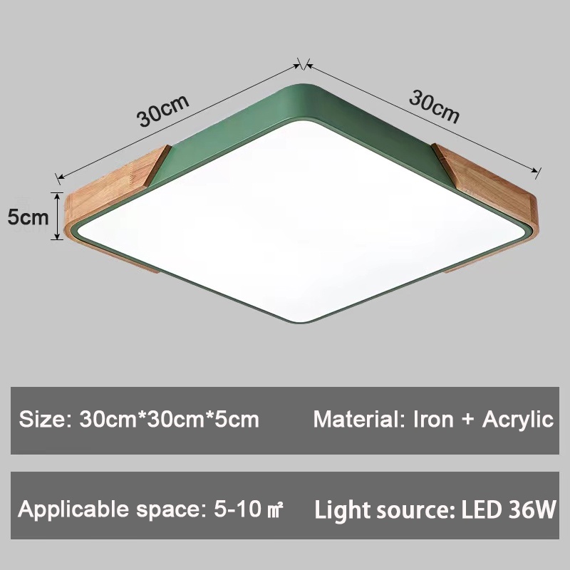 Remote control dimming tricolor iron art+wood ceiling light Modern