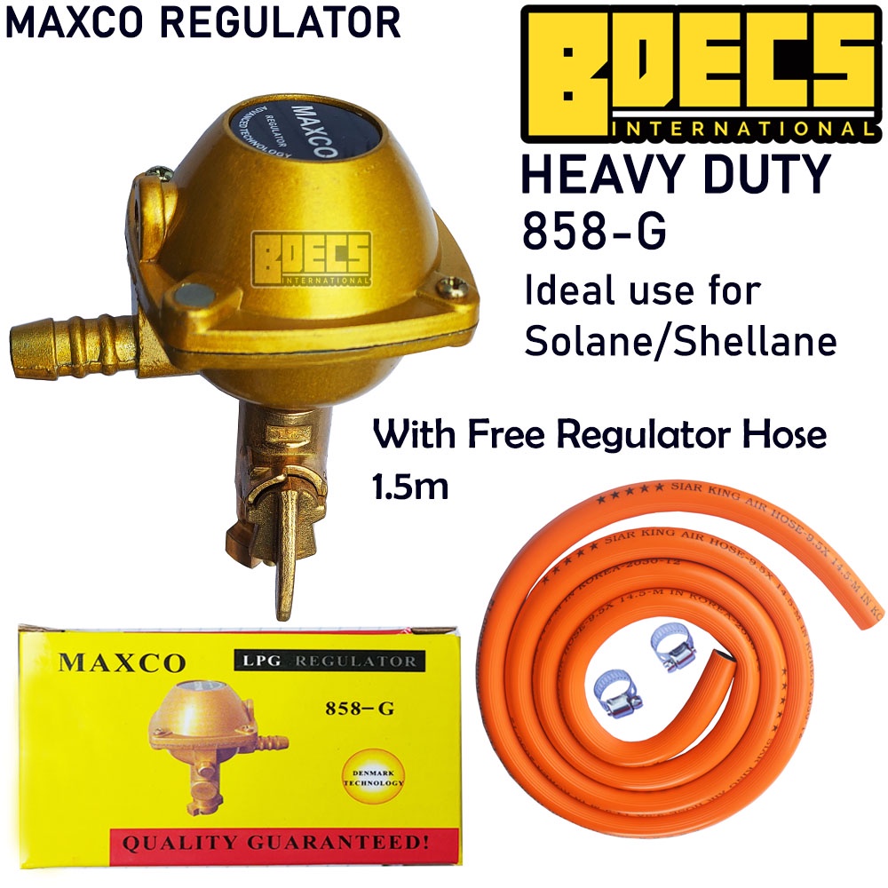 Maxco LPG Regulator For Shellane & Solane 858G Heavy Duty with LPG Hose