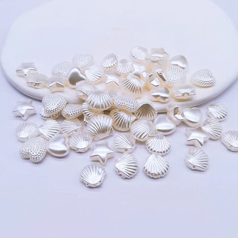 50 Jewelry Making Imitation Pearls Acrylic Beads Shell Heart Star Beads ...
