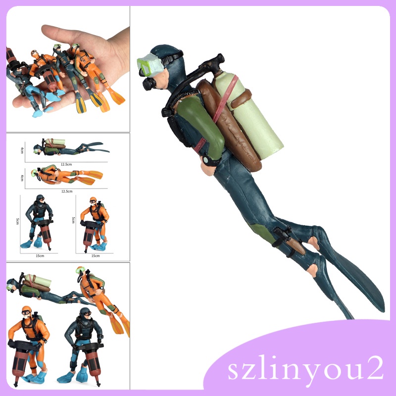 In Stock Miniature Diver Figure Model Adventure Decor Tank 3D | Shopee ...