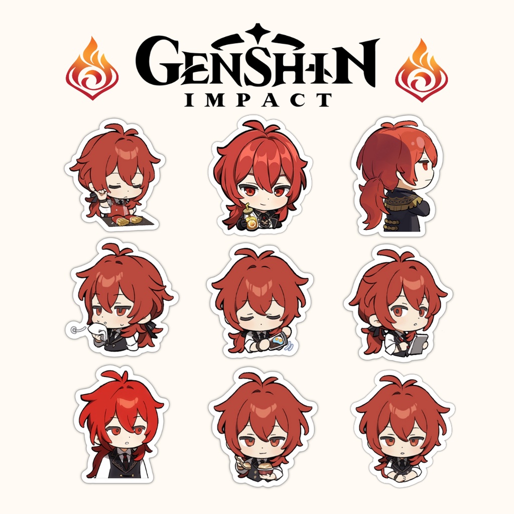 Genshin Impact Diluc Emoji Sticker Set (9 pcs) | Shopee Philippines