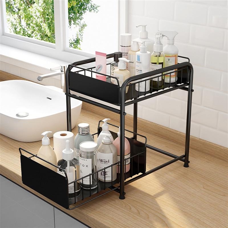 2Tier Under Sink Organizer with Sliding Storage Drawer Desktop