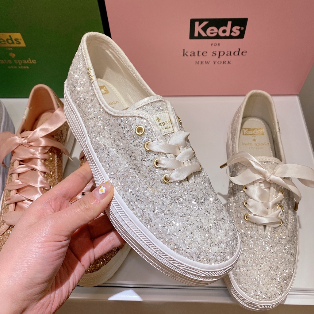 Recommendation Keds Katespade Joint Cooperation Style Flat Wedding Shoes Sequined Ribbon Casual Sweet Single Good Quality Shopee Philippines