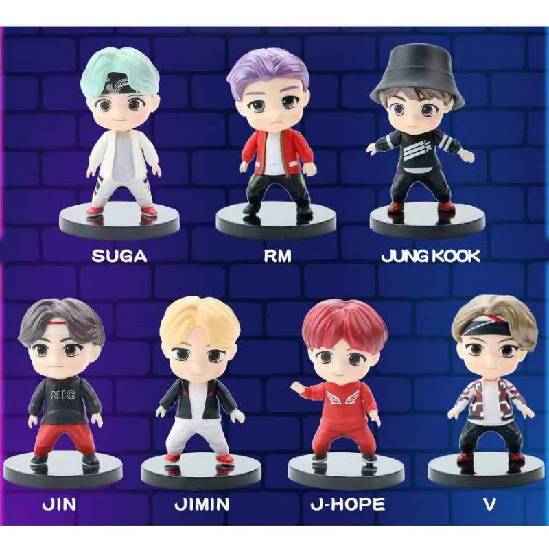 ♧7Pcs/Set BTS TinyTAN Mini Figure Bangtan Boys Groups BTS Anime ...