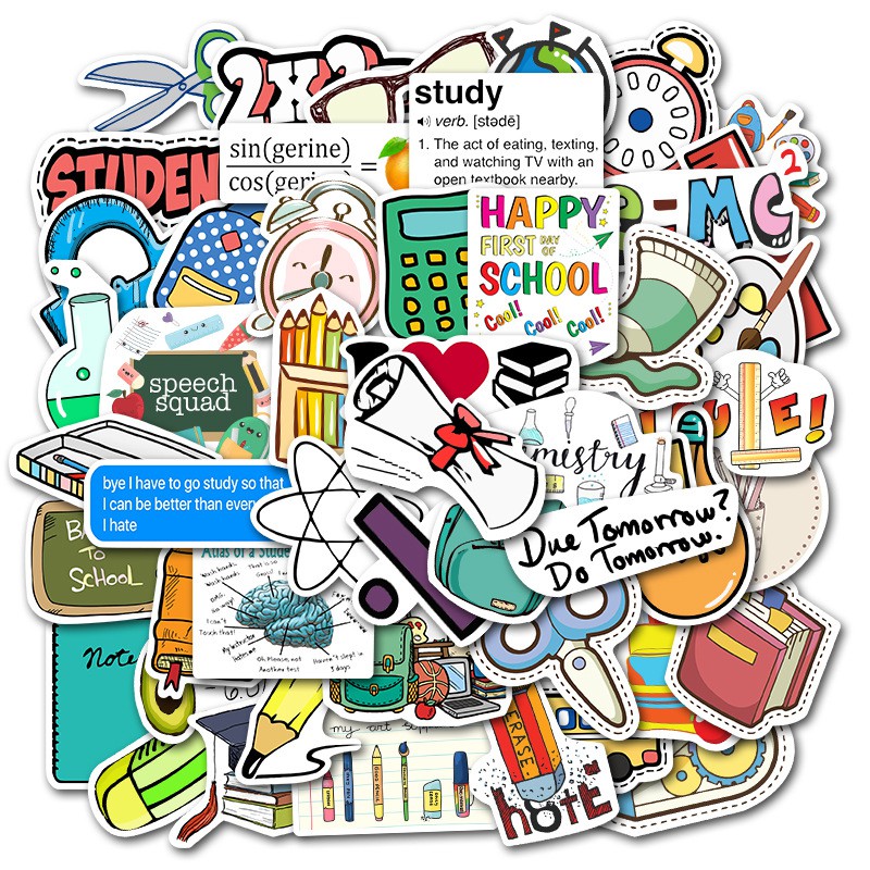 Mollystore Classroom Objects Vinyl Sticker(50pcs/ Pack) | Shopee ...