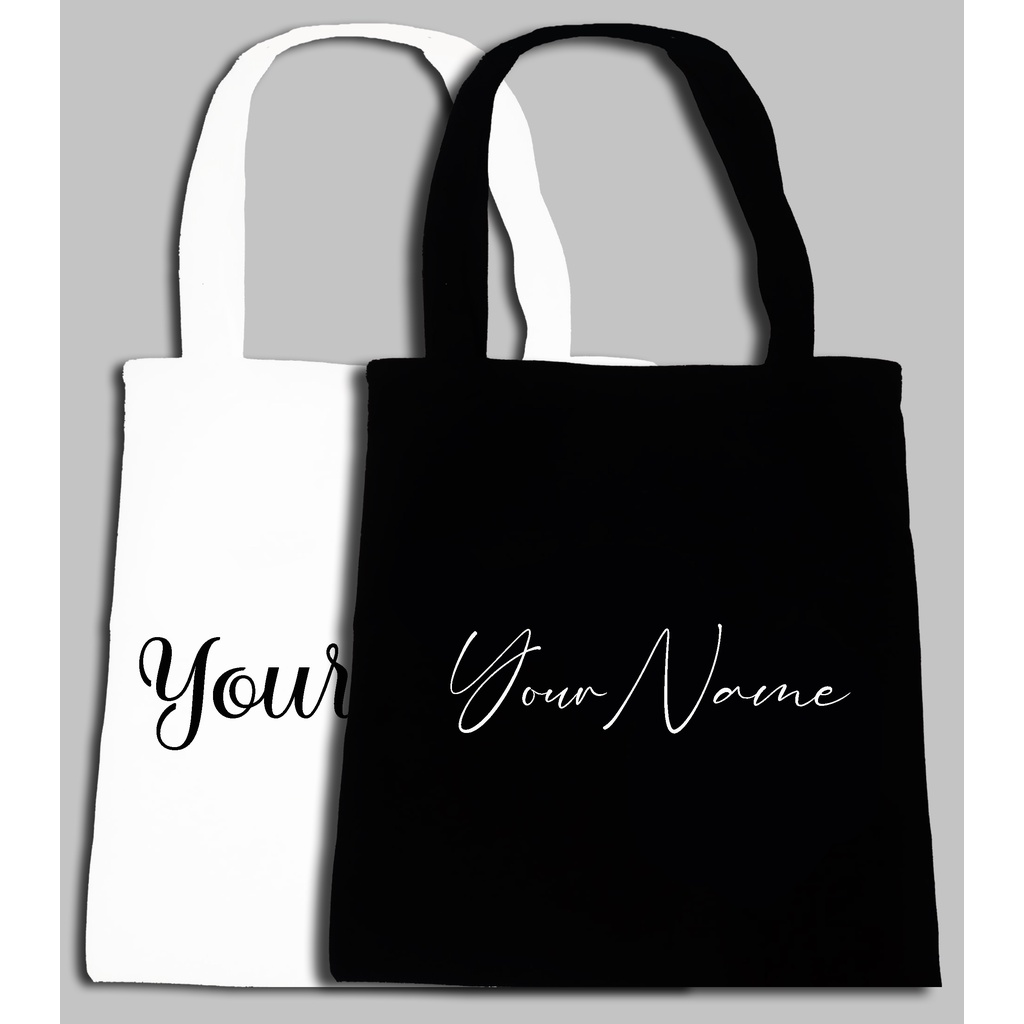 Customized Black/ White tote bag With Zipper | Shopee Philippines